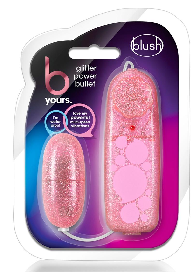 B Yours Glitter Power Bullet Vibrator with Remote Control - Pink B Yours Glitter Power Bullet vibrator with tunable speeds, waterproof design, and glitter finish.

Keywords: waterproof bullet vibrator, glitter vibrator, adjustable-speed bullet, body-safe ABS vibrator, glitter blue vibrator, glitter pink vibrator, versatile bullet vibrator, multi-speed bullet, compact bullet vibrator.