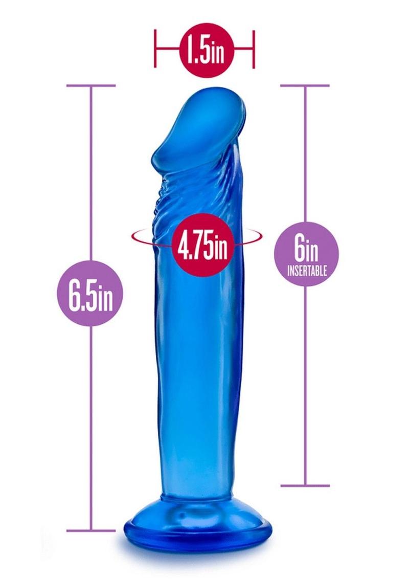 B Yours Sweet N' Small Dildo with Suction Cup - Blue - 6in