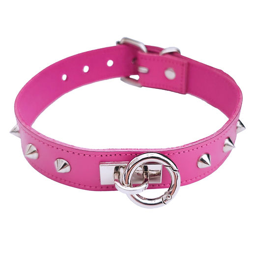 O Ring Studded Adjustable Leather Collar | Rogue