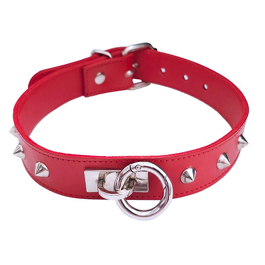 O Ring Studded Adjustable Leather Collar | Rogue