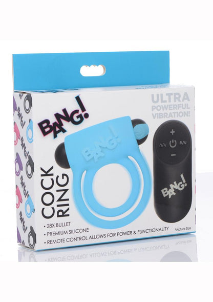 Bang! Silicone Rechargeable Cock Ring and Bullet with Remote Control