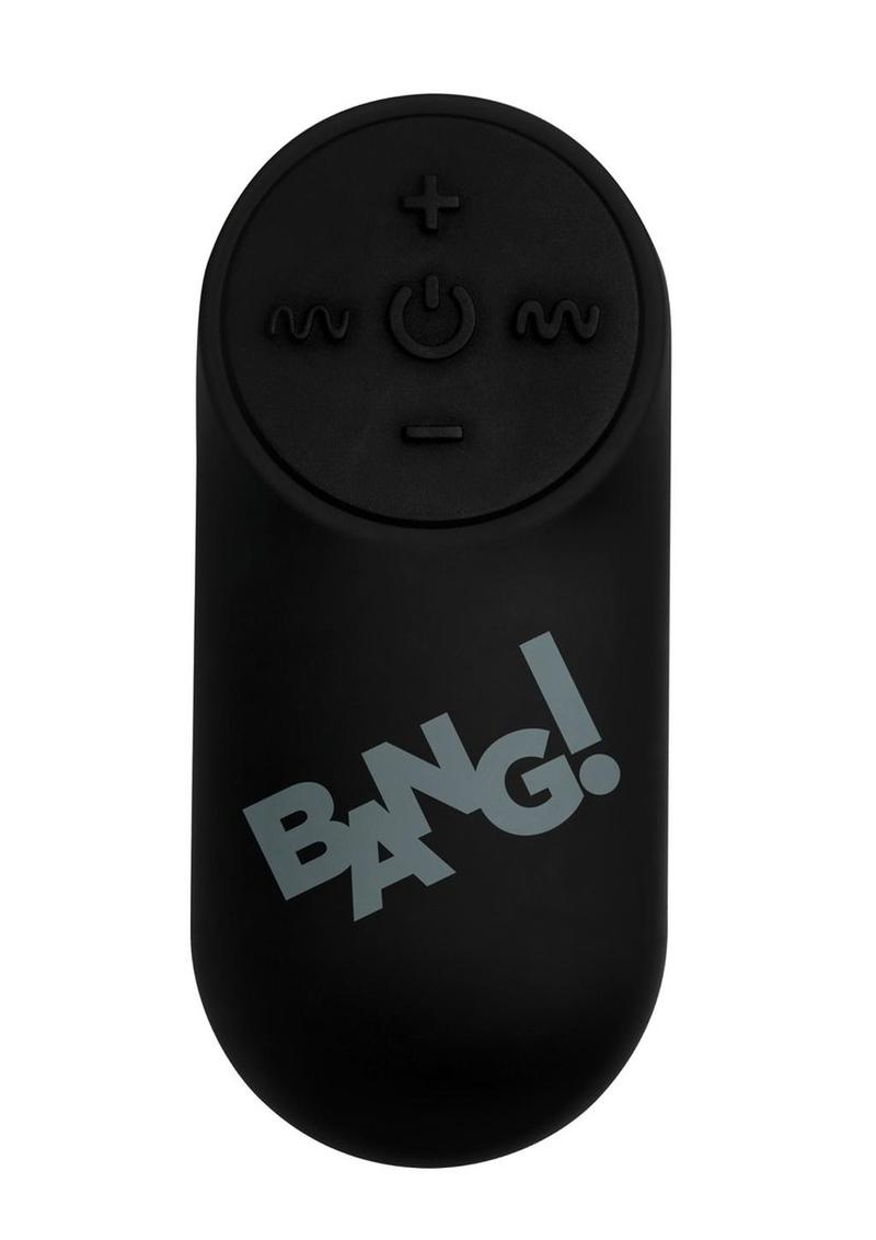 Bang! Vibrating Bullet with Remote Control - Black Bang Bullet Vibrator with 3 speeds, 7 patterns, wireless remote, and waterproof design.

Keywords: Bang Bullet Vibrator, vibrating bullet, remote control vibrator, compact vibrator, waterproof bullet vibe, rechargeable bullet vibrator, body-safe silicone vibrator, small but powerful vibrator, Bang! sex toys, partner play vibrator.