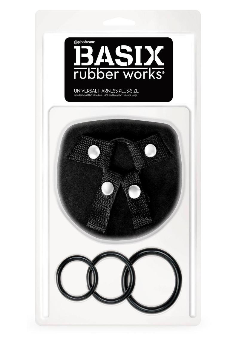 plus-size universal harness, Basix Universal Harness, strap-on harness, adjustable strap-on harness, Basix strap-on ready, plus-size strap-on harness, silicone ring harness, nylon PVC harness, Basix compatible harness, strap-on harness for couples, bondage and kink harness, plus-size sex toys, durable strap-on harness, strap-on accessories for plus-size, strap-on play essentials