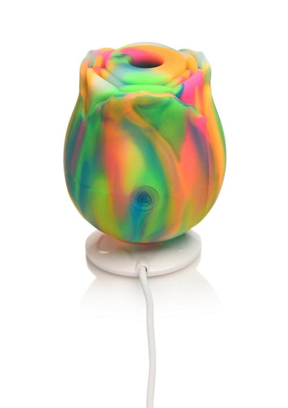 Bloomgasm Glow Rose Rechargeable Silicone Glow In The Dark Rose Clit Stimulator - Glow In The Dark/Multicolor