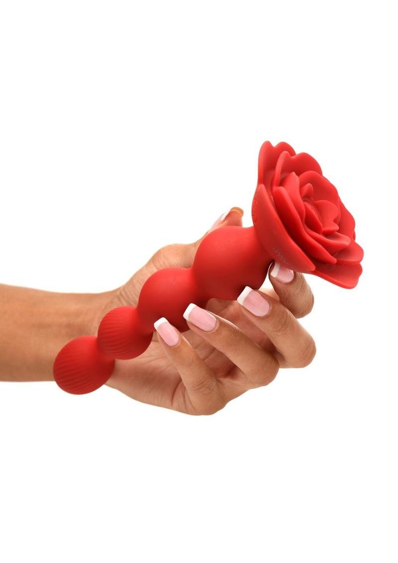 Rose Twirl 10X Vibrating & Rotating Silicone Anal Beads, featuring 3 speeds, 7 patterns, textured beads, premium silicone, and IPX6 waterproof design for body-safe backdoor pleasure
vibrating anal beads, rotating anal beads, silicone anal toy, textured anal beads, body-safe silicone, waterproof anal toy, rechargeable anal toy, anal beads for beginners, rose-themed adult toy