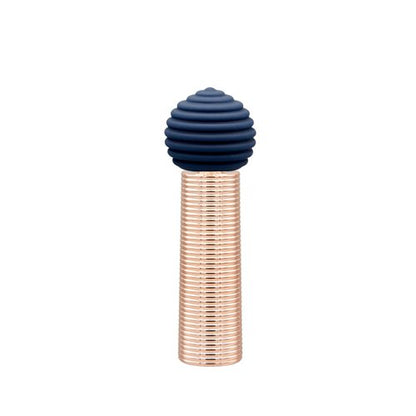 Blue bullet vibrator with rose gold accents and five silicone attachments in unique shapes, designed for targeted pleasure and versatile play. Keywords: bullet vibrator kit, Pillow Talk Secrets Desires, PowerBullet vibrator, silicone vibrator attachments, waterproof bullet vibrator, travel-friendly vibrator, rechargeable bullet vibrator, luxury vibrator set, versatile vibrator, rose gold bullet vibrator.