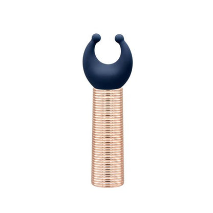 Blue bullet vibrator with rose gold accents and five silicone attachments in unique shapes, designed for targeted pleasure and versatile play. Keywords: bullet vibrator kit, Pillow Talk Secrets Desires, PowerBullet vibrator, silicone vibrator attachments, waterproof bullet vibrator, travel-friendly vibrator, rechargeable bullet vibrator, luxury vibrator set, versatile vibrator, rose gold bullet vibrator.