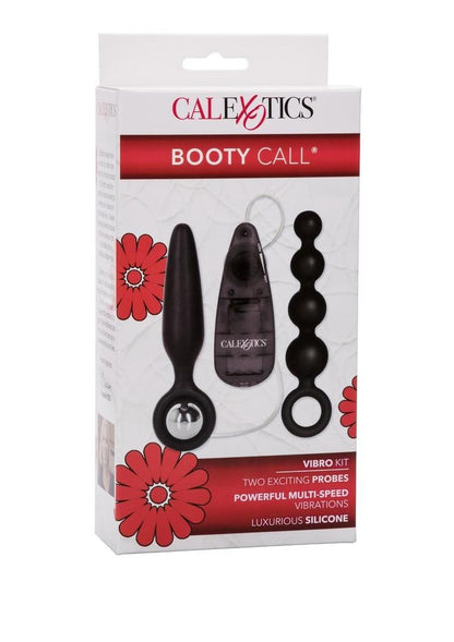 Booty Call Booty Vibro Kit Silicone Vibrating Butt Plug and Anal Beads with Wired Remote Controlled Bullet