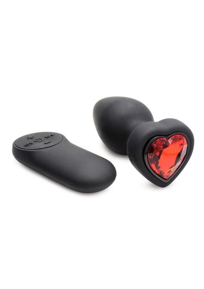 Booty Sparks 28x Rechargeable Silicone Vibrating Heart Anal Plug with Remote Control