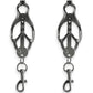 Bound Nipple Clamps C3 - Gray/Grey/Gun Metal/Metal Clover-shaped nipple clamps with pull-to-tighten design, nickel-free metal, and silicone tips for intense stimulation.
 Keywords: clover nipple clamps, pull-tight nipple clamps, nickel-free BDSM clamps, intense nipple play, silicone-tipped clamps, advanced nipple clamps, BDSM accessories, rose gold clamps, gunmetal nipple clamps, luxury nipple play tools.