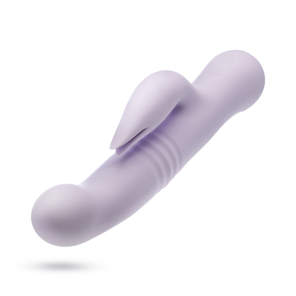 Lavender rabbit vibrator with thrusting vibrations, dual stimulation, and waterproof silicone design for G-spot and clitoral pleasure.

Keywords: rabbit vibrator, Rylee vibrator, thrusting vibrator, G-spot vibrator, clitoral stimulation, dual-stimulation vibrator, waterproof vibrator, USB rechargeable, platinum-cured silicone, soft silicone vibrator, 9.25-inch vibrator, satin smooth, body-safe vibrator