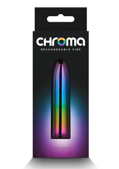 Chroma Petite Bullet Rechargeable Vibrator - MulticolorChroma Petite sleek rechargeable vibrator with multi-speeds, water-resistant design, and vibrant colors. Keywords: Chroma Petite Vibrator, sleek rechargeable vibrator, water-resistant vibrator, colorful ABS vibrator, travel-friendly slim vibe, multi-speed vibrator, elegant metallic pink vibrator, rainbow vibrator, teal vibrator, discreet pleasure toy. 