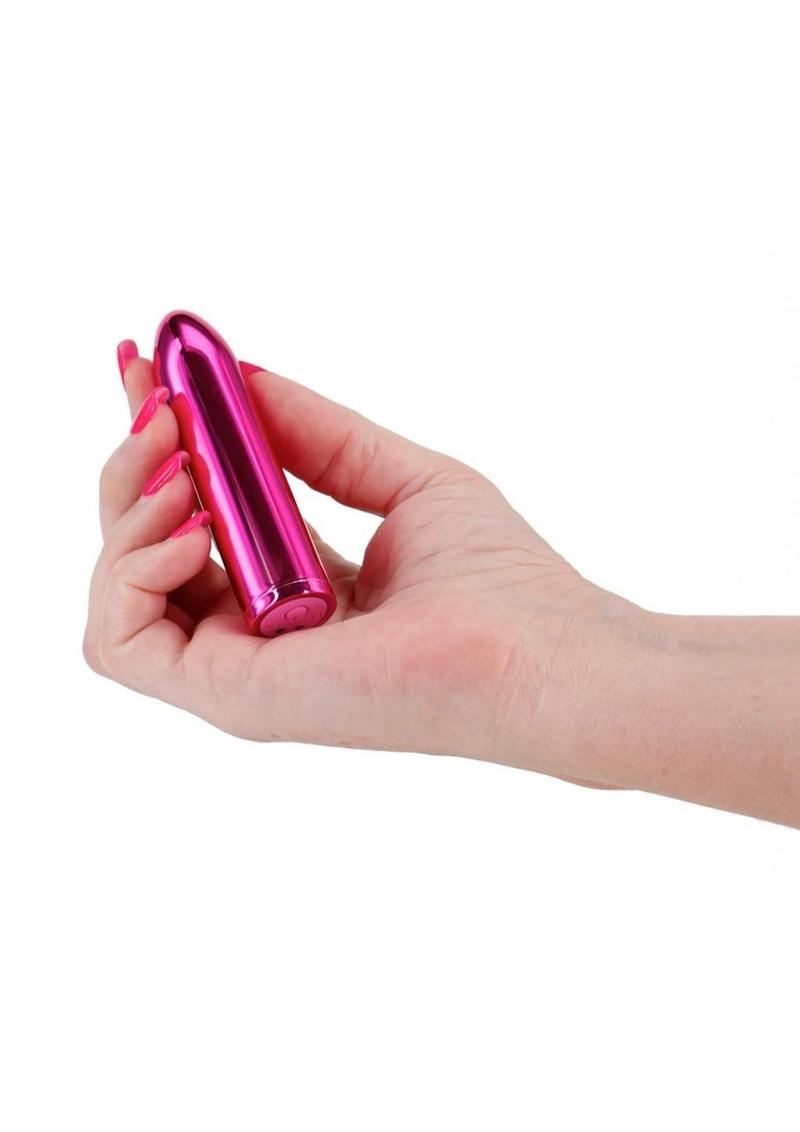 Chroma Petite Bullet Rechargeable Vibrator - Pink Chroma Petite sleek rechargeable vibrator with multi-speeds, water-resistant design, and vibrant colors. Keywords: Chroma Petite Vibrator, sleek rechargeable vibrator, water-resistant vibrator, colorful ABS vibrator, travel-friendly slim vibe, multi-speed vibrator, elegant metallic pink vibrator, rainbow vibrator, teal vibrator, discreet pleasure toy.