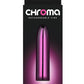 Chroma Petite Bullet Rechargeable Vibrator - Pink Chroma Petite sleek rechargeable vibrator with multi-speeds, water-resistant design, and vibrant colors. Keywords: Chroma Petite Vibrator, sleek rechargeable vibrator, water-resistant vibrator, colorful ABS vibrator, travel-friendly slim vibe, multi-speed vibrator, elegant metallic pink vibrator, rainbow vibrator, teal vibrator, discreet pleasure toy.