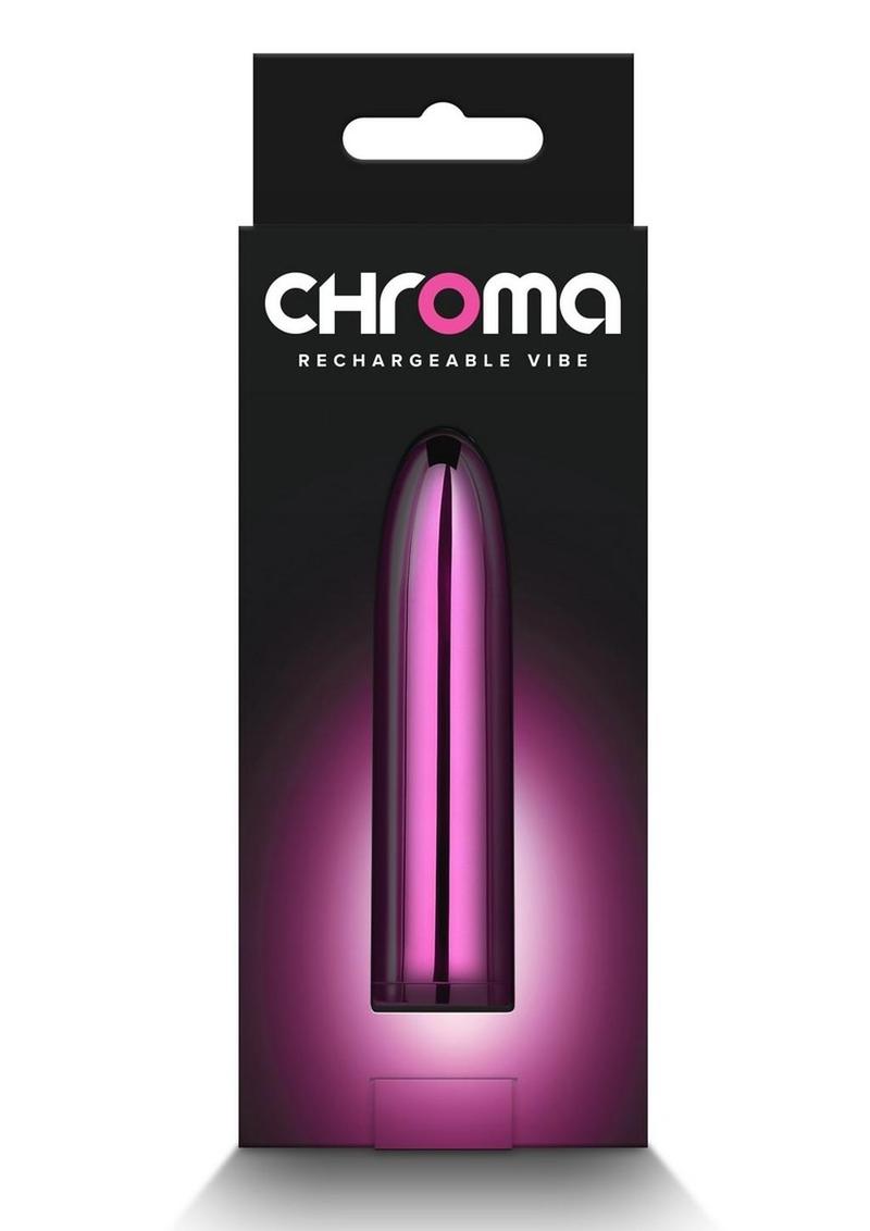 Chroma Petite Bullet Rechargeable Vibrator - Pink Chroma Petite sleek rechargeable vibrator with multi-speeds, water-resistant design, and vibrant colors. Keywords: Chroma Petite Vibrator, sleek rechargeable vibrator, water-resistant vibrator, colorful ABS vibrator, travel-friendly slim vibe, multi-speed vibrator, elegant metallic pink vibrator, rainbow vibrator, teal vibrator, discreet pleasure toy.