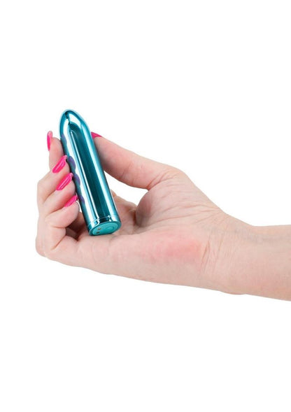 Chroma Petite Bullet Rechargeable Vibrator - Teal Chroma Petite sleek rechargeable vibrator with multi-speeds, water-resistant design, and vibrant colors. Keywords: Chroma Petite Vibrator, sleek rechargeable vibrator, water-resistant vibrator, colorful ABS vibrator, travel-friendly slim vibe, multi-speed vibrator, elegant metallic pink vibrator, rainbow vibrator, teal vibrator, discreet pleasure toy.