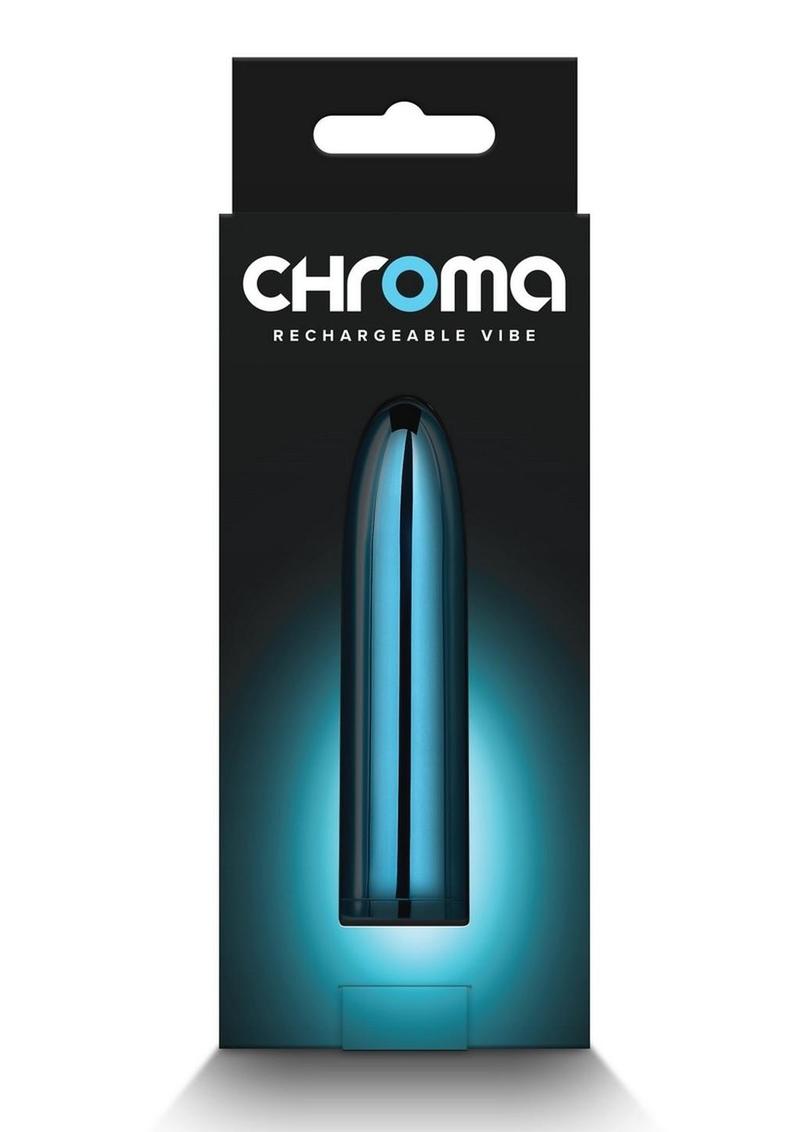 Chroma Petite sleek rechargeable vibrator with multi-speeds, water-resistant design, and vibrant colors. Keywords: Chroma Petite Vibrator, sleek rechargeable vibrator, water-resistant vibrator, colorful ABS vibrator, travel-friendly slim vibe, multi-speed vibrator, elegant metallic pink vibrator, rainbow vibrator, teal vibrator, discreet pleasure toy.