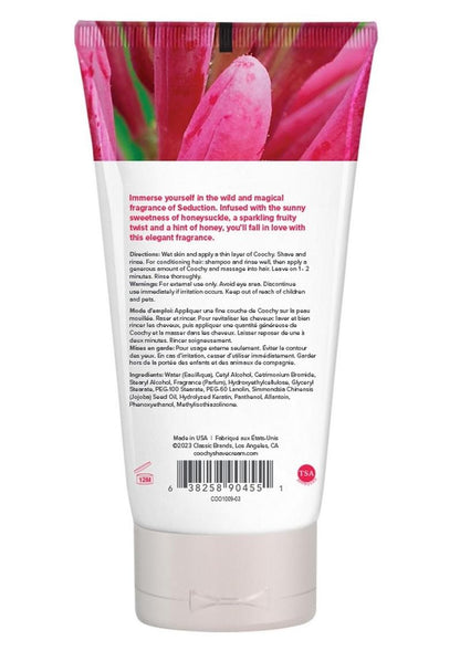 Coochy Shave Cream Seduction - 3.4oz Coochy Seduction shave cream with honeysuckle, fruity twist, and honey scent, prevents razor bumps, ideal for sensitive skin, doubles as a hair conditioner.
Keywords: shave cream, anti-razor bump shave cream, honeysuckle shaving cream, sensitive skin shave cream, paraben-free shaving cream, TSA-friendly grooming product, unisex shaving cream, 2-in-1 shave cream and conditioner, sulfate-free shaving cream, smooth skin shaving solution. 