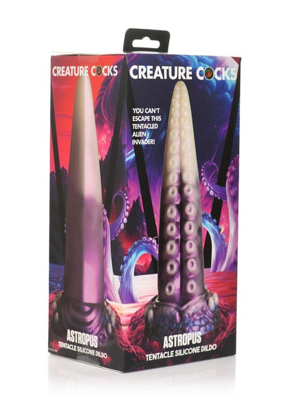 Pearly white, purple, and blue tentacle dildo with textured suckers, a suction-cup base, and a wide, tapered shaft for intergalactic roleplay.

tentacle dildo, fantasy dildo, alien dildo, sci-fi dildo, suction cup dildo, harness-compatible dildo, premium silicone dildo, textured fantasy dildo, Astropus dildo, Creature Cocks tentacle toy