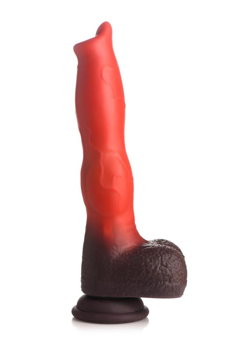 Thrusting and vibrating red canine dildo with knot, suction cup base, and remote control.

canine dildo, thrusting and vibrating dildo, Ramming Hound dildo, fantasy silicone dildo, suction cup dildo, remote-controlled dildo, waterproof silicone toy, rechargeable canine dildo, premium fantasy dildo, knot dildo