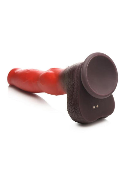 Thrusting and vibrating red canine dildo with knot, suction cup base, and remote control.

canine dildo, thrusting and vibrating dildo, Ramming Hound dildo, fantasy silicone dildo, suction cup dildo, remote-controlled dildo, waterproof silicone toy, rechargeable canine dildo, premium fantasy dildo, knot dildo