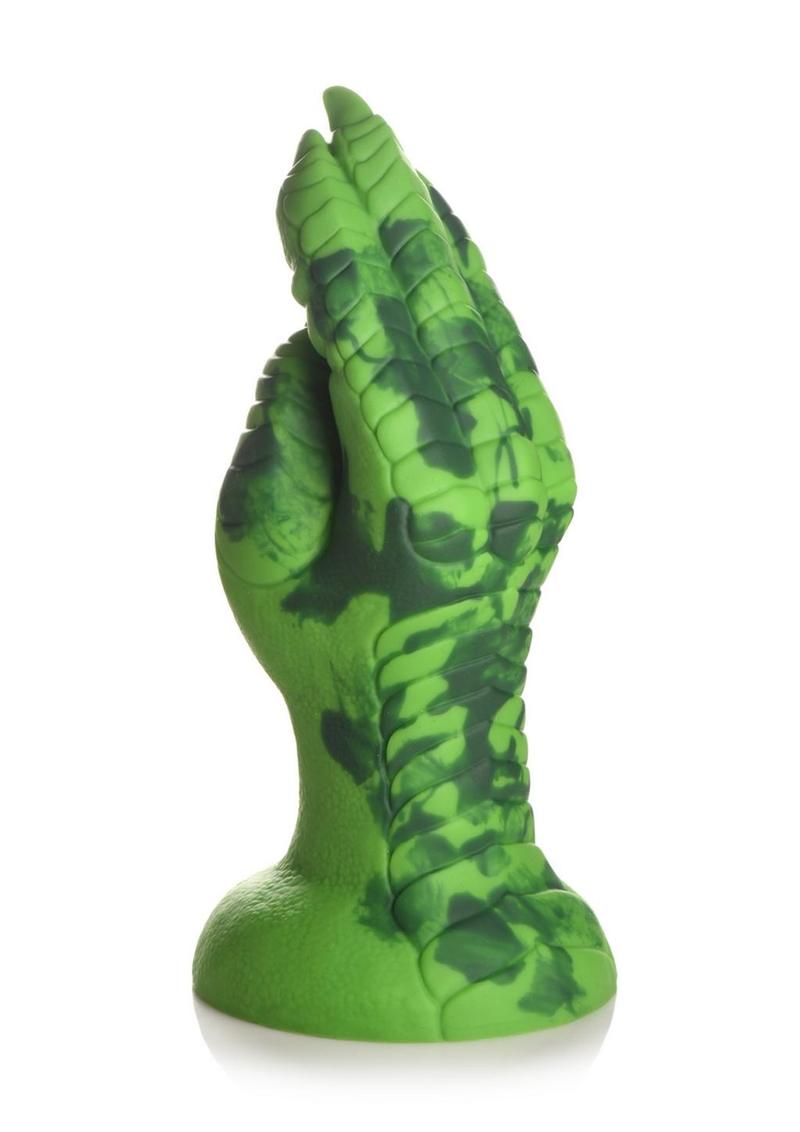 Green clawed silicone dildo with suction cup base, harness compatibility, and textured scales.

raptor claw dildo, fantasy silicone dildo, creature cock claw, green clawed dildo, fisting silicone dildo, harness-compatible dildo, suction cup dildo, phthalate-free dildo, textured fantasy dildo, premium silicone claw toy