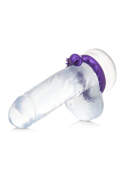 Creature Cocks Slitherine Silicone Cock Ring - Purple Purple spiked silicone C-ring for enhanced performance and fantasy play.

purple C-ring, fantasy cock ring, spiked cock ring, galactic cock ring, body-safe silicone, phthalate-free, stretchy C-ring, cock and ball ring, performance enhancer, cock ring for men, water-based lubricant safe, creature-inspired cock ring, alien cock ring.