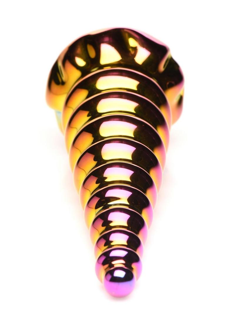 Twilight Rainbow Ribbed Glass Dildo | Creature Cocks