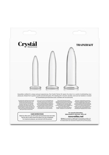 Crystal Trainer Glass Anal Plugs Kit - Clear - 3pc/Set