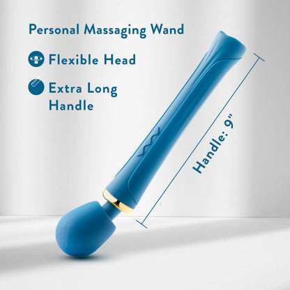 Teal wand massager with flexible silicone head, 20 RumboTech™ vibration modes, and waterproof design for full-body relaxation.

Keywords: wand massager, Dianna wand, RumboTech wand, personal massager, flexible head, waterproof wand, USB rechargeable, 20 vibration modes, body-safe silicone, satin smooth, self-care massager, luxury massager, full-body wand