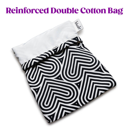 Stylish lint-free cotton toy storage bag with drawstring tie closure, perfect for discreet storage and easy cleaning.
Keywords: toy storage bag, cotton storage bag, lint-free bag, drawstring closure, machine washable, soft cotton bag, discreet toy storage, 7.5" x 12.25" bag, stylish storage bag, tumble-dry safe