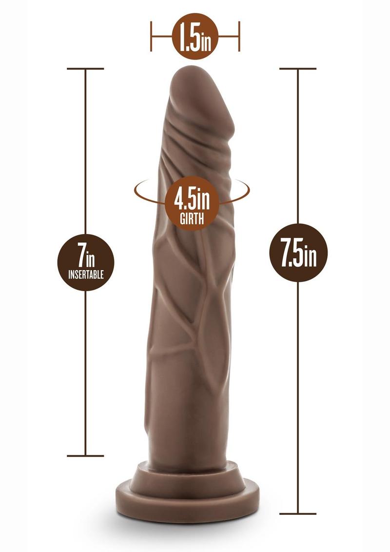 7.5-inch realistic silicone dildo with poseable shaft, suction cup base, and harness compatibility; available in chocolate or vanilla. Keywords: realistic silicone dildo, 7.5-inch dildo, poseable shaft dildo, suction cup dildo, harness compatible dildo, chocolate dildo, vanilla silicone dildo, phthalate-free dildo, body-safe silicone dildo, platinum-cured silicone dildo, Ultrasilk smooth dildo, realistic strap-on dildo, hands-free suction cup dildo