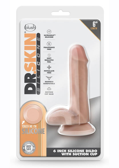 Dr. Skin Dr. Daniel Silicone Dildo with Balls and Suction Cup - Vanilla - 6in