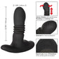 Eclipse Thrusting Rotator Probe Silicone Rechargeable Vibrating Butt Plug with Remote Control - Black