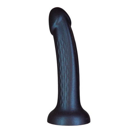 Iridescent blue and green silicone dildo with a wavy texture, curved shaft, and suction cup base for G-spot stimulation and harness play. Keywords: iridescent dildo, wavy texture dildo, Addiction Siren dildo, G-spot dildo, suction cup dildo, harness-compatible dildo, premium silicone dildo, waterproof dildo, fantasy dildo, shimmering dildo.