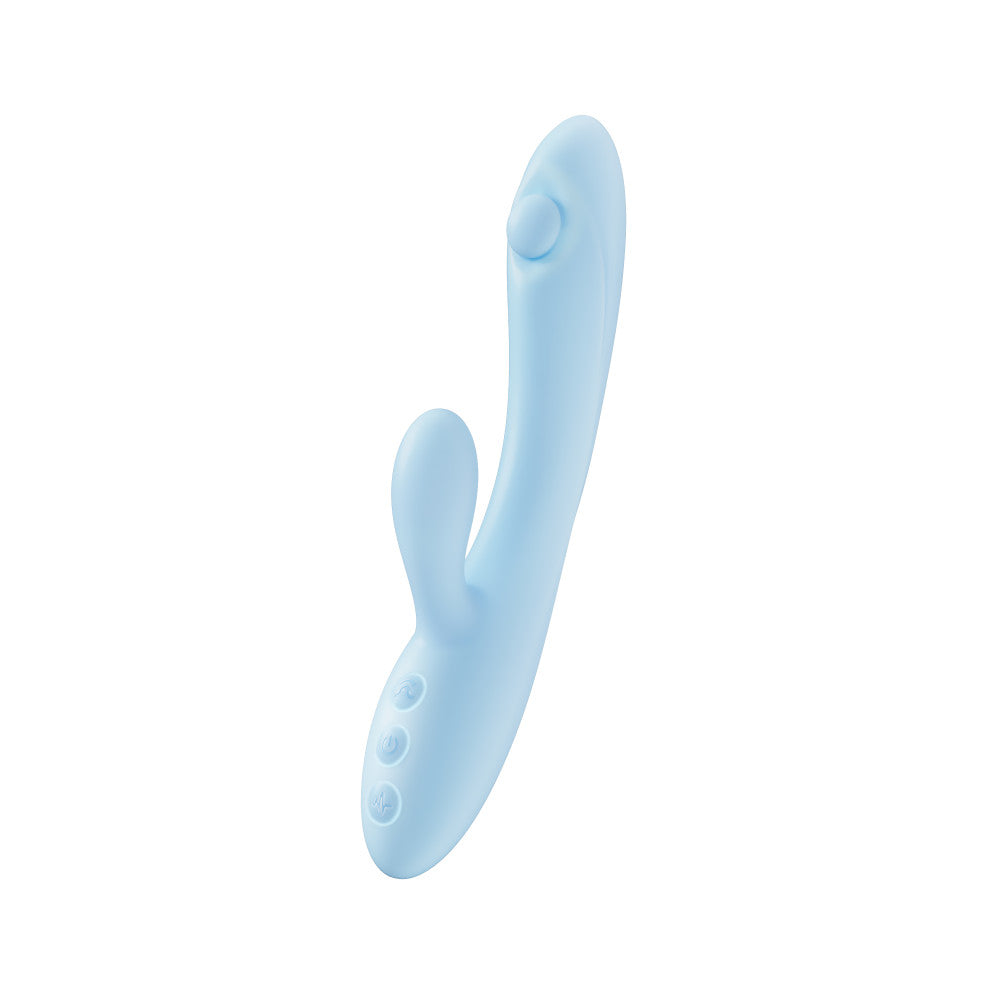 Moondust Magic - 8 Inch G Spot Clitoral Rabbit Vibrator - 10 Dual Vibration Modes - Soft Silicone - Blue | Play With Me By Blush®