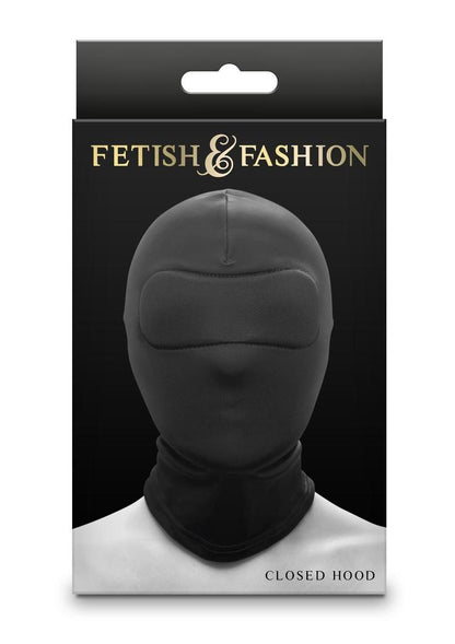 Black and white closed sensory deprivation hoods made from soft nylon, designed for bondage and sensory play. Keywords: closed BDSM hood, sensory deprivation hood, bondage hood, fetish hood, nylon BDSM hood, black hood, white fetish hood, bondage play hood, kink gear, BDSM accessories