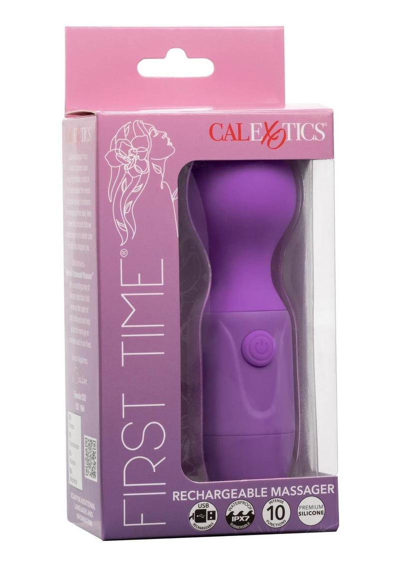 First Time Rechargeable Silicone Massager - Purple Compact rechargeable massager with 10 vibration functions, waterproof design, and memory chip, available in pink or purple.
Keywords: rechargeable massager, waterproof vibrator, flexible neck vibrator, body-safe silicone, travel lock massager, 10 vibration functions, USB rechargeable vibrator, compact personal massager, beginner-friendly vibrator, pink and purple massager 