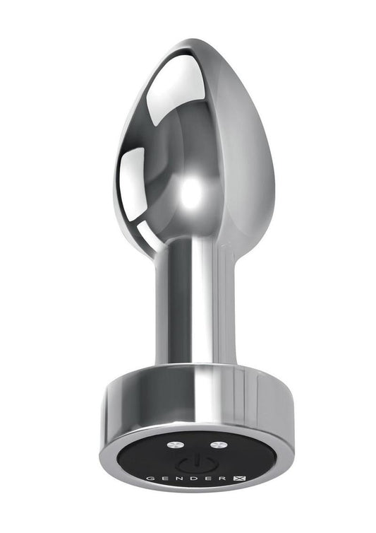 Vibrating Metal Plug: Sleek aluminum plug with 7 speeds, tapered tip, waterproof design, and USB rechargeable.