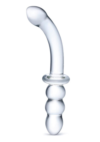 Glas Ribbed G-Spot Glass Dildo - Clear - 8in 

double-ended glass dildo, G-spot glass dildo, anal bead dildo, borosilicate glass massager, ribbed glass dildo, temperature play toy, hypoallergenic glass dildo, fracture-resistant glass toy, lightweight glass dildo, elegant glass toy