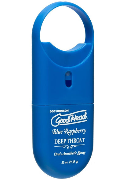 Goodhead Deep Throat To-Go Oral Anesthetic Spray Blue Raspberry - .33oz
Blue Raspberry GoodHead Deep Throat Spray, mild numbing agent, pocket-sized, gag reflex relief, and fresh breath enhancer.
Keywords: Deep Throat Spray, Blue Raspberry, throat desensitizer, numbing spray, gag reflex relief, travel-friendly, fresh breath, easy-to-use, made in America, Benzocaine 5%, oral intimacy enhancer.