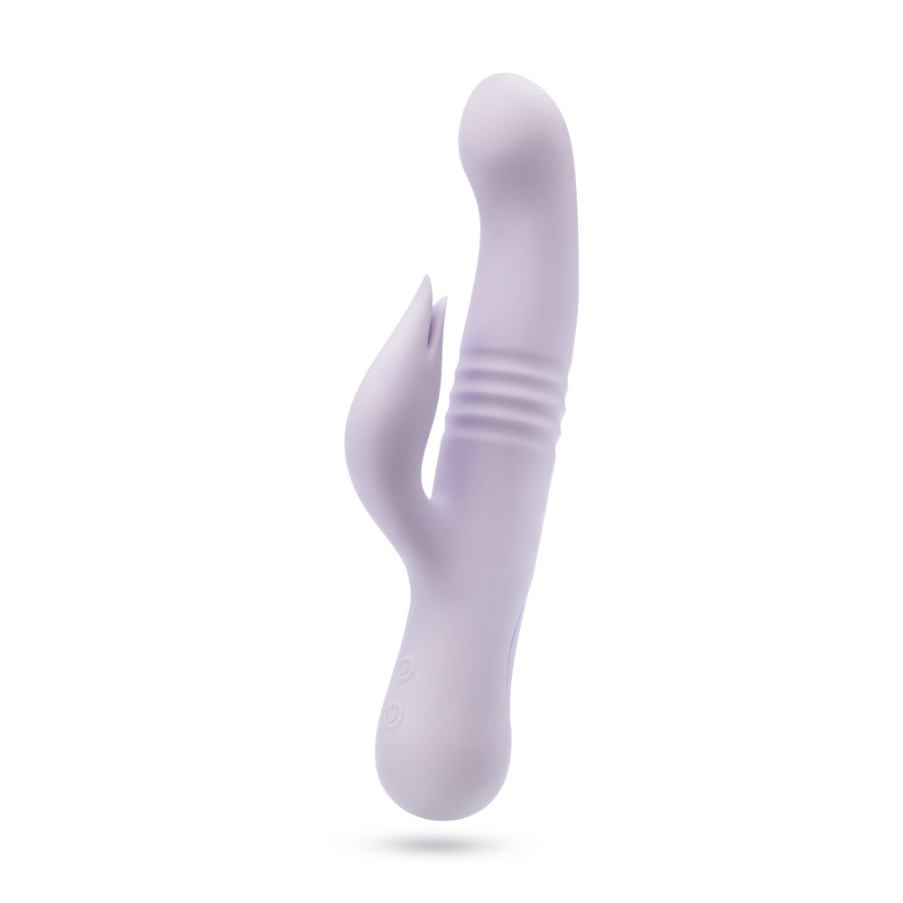 Lavender rabbit vibrator with thrusting vibrations, dual stimulation, and waterproof silicone design for G-spot and clitoral pleasure.

Keywords: rabbit vibrator, Rylee vibrator, thrusting vibrator, G-spot vibrator, clitoral stimulation, dual-stimulation vibrator, waterproof vibrator, USB rechargeable, platinum-cured silicone, soft silicone vibrator, 9.25-inch vibrator, satin smooth, body-safe vibrator