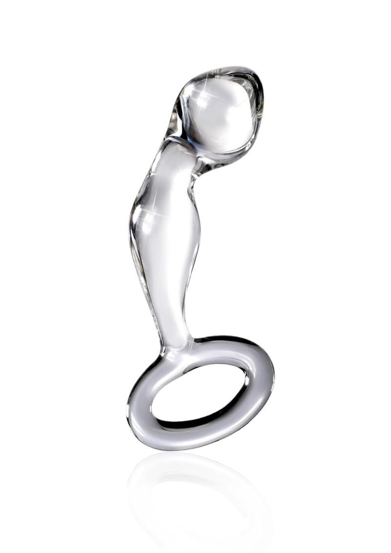 Icicles No 46 Glass Anal P-Spot Plug - Clear 
Icicles No. 46, glass anal plug, P-spot stimulation plug, hand-blown glass plug, hypoallergenic anal toy, temperature play plug, ringed base glass plug, body-safe glass dildo, dishwasher-safe plug, luxury glass anal massager