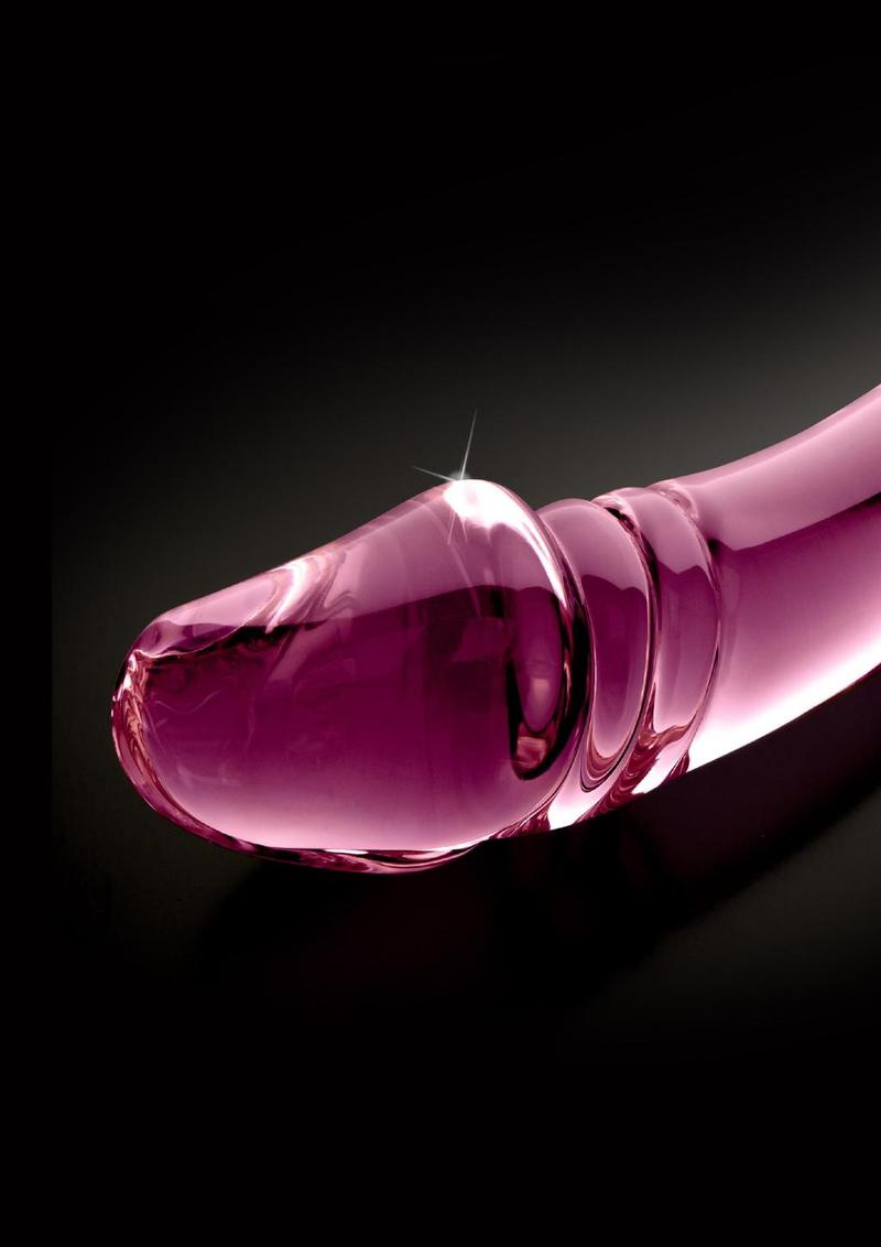 Double-Sided Textured Pink Glass Dildo | Icicles® No. 57