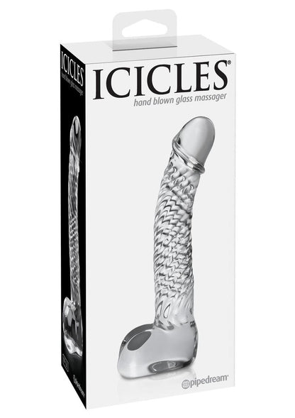 Icicles No. 61 Textured Glass G-Spot Dildo with Balls - Clear - 5in

dual-ended glass massager, Lustrous Galaxy Wand, iridescent glass wand, borosilicate glass dildo, temperature play wand, body-safe glass toy, triple-beaded glass massager, bulbous-tip glass toy, hygienic glass toy, luxury glass massager