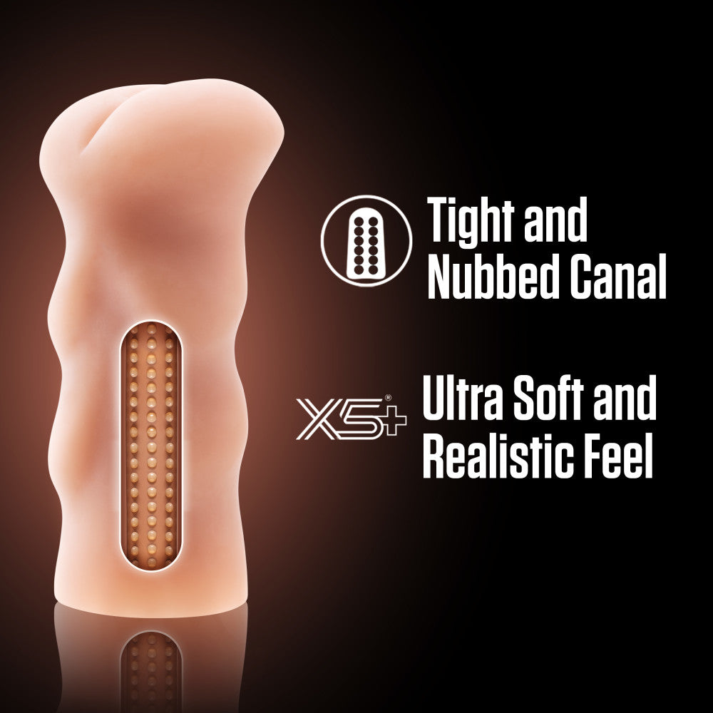 Beige male stroker with a tight, ribbed canal and ultra-soft X5® Plus material, designed for a realistic anal feel.
Keywords: male stroker, Cassie masturbator, tight canal stroker, ribbed canal, X5® Plus material, realistic anal feel, open-ended design, lifelike male toy, compact masturbator, lube compatible, AI-inspired sex toy, portable stroker