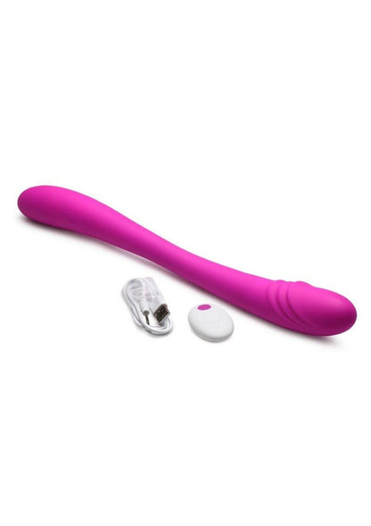 Inmi 7x Double Down Rechargeable Silicone Double Dildo with Remote Control - Purple Purple or Pink silicone double dildo with bendable shaft, textured dual ends, and remote-controlled vibrations for double penetration or partnered fun.

vibrating double dildo, silicone double-ended dildo, bendable double dildo, Purple double dildo, Pink double dildo, remote-controlled vibrator, premium silicone dildo, double penetration dildo, waterproof double dildo, ribbed textured dildo