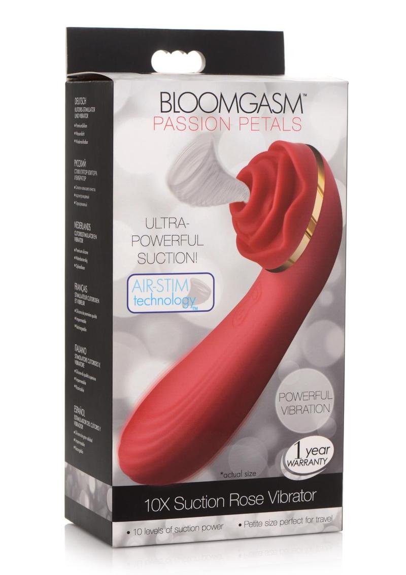 Suction rose vibrator with 10 suction levels, vibrating textured shaft, 3 speeds, 7 patterns, waterproof, rechargeable, body-safe silicone.

rose vibrator, clitoral suction vibrator, textured shaft vibrator, 10 suction levels, vibrating rosebud toy, waterproof silicone vibrator, rechargeable rose vibrator, body-safe silicone, rose clit stimulator, air-stim technology toy.