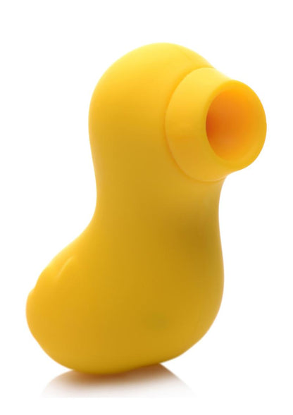 Compact clit stimulator shaped like a duck, available in Black, Pink, or Yellow, featuring 7 suction intensities, premium silicone material, and waterproof design.
Sucky Ducky, clit stimulator, waterproof clitoral toy, rechargeable clit sucker, 7 suction intensities, premium silicone vibrator, playful clit stimulator, bath-safe vibrator, novelty sex toy, Shegasm clit toy.