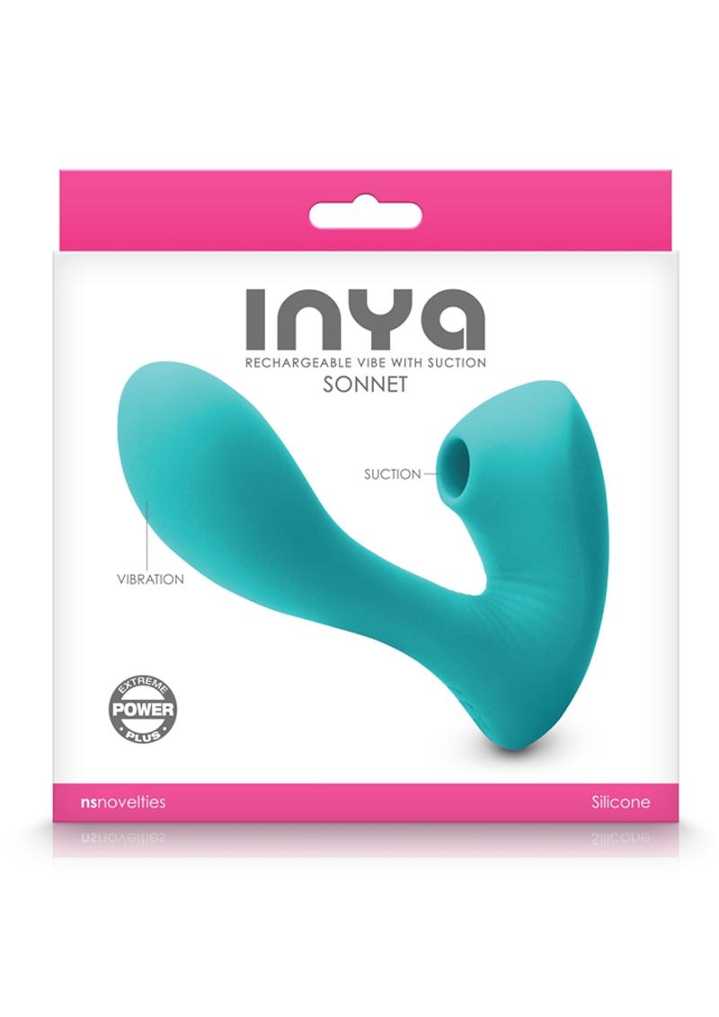 Inya Sonnet Silicone Rechargeable Vibrator with Clitoral Stimulation - Teal